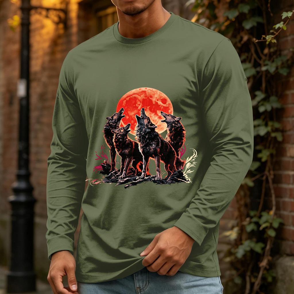 Men's Halloween Long Sleeve Neck Casual Shirt