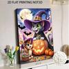DIY Pearl Bead Art Canvas Cute Cat Halloween Witch Pumpkin Pattern Frameless 3D Painting Kit for Bedroom Living Room Wall Decor