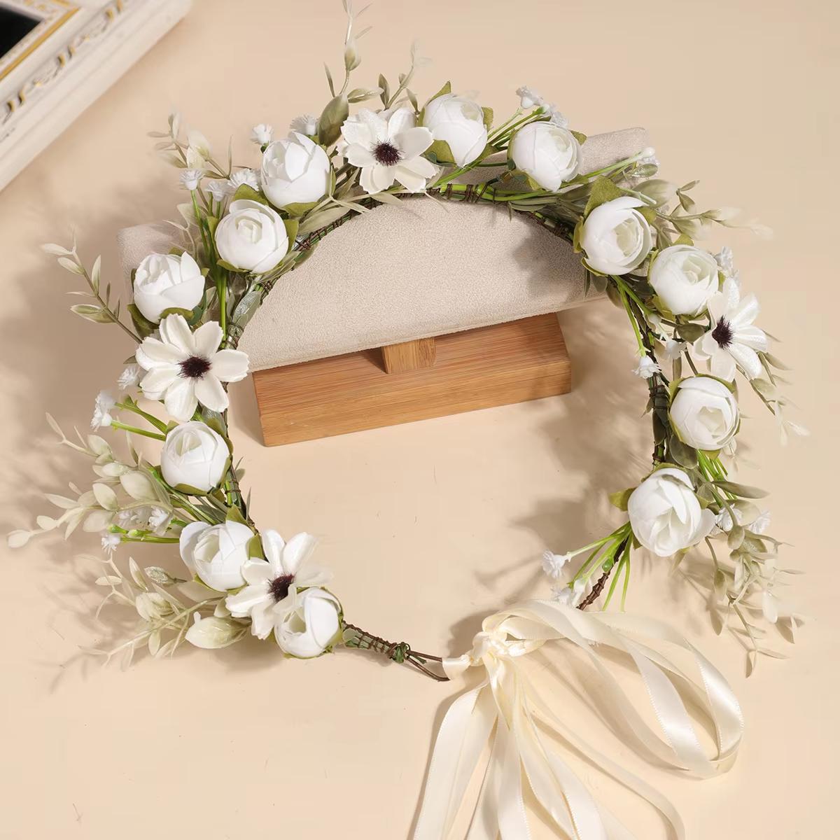 

Forest Style Garland Bride Super Fairy Simulated Baby s Breath Flower Headdress Kidsren s Photo Hair Accessories белый