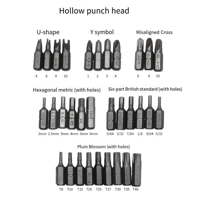 High Quality 33 Piece Hollow And Solid Screwdriver Bit Set For Various Screw Types In Household Repairs