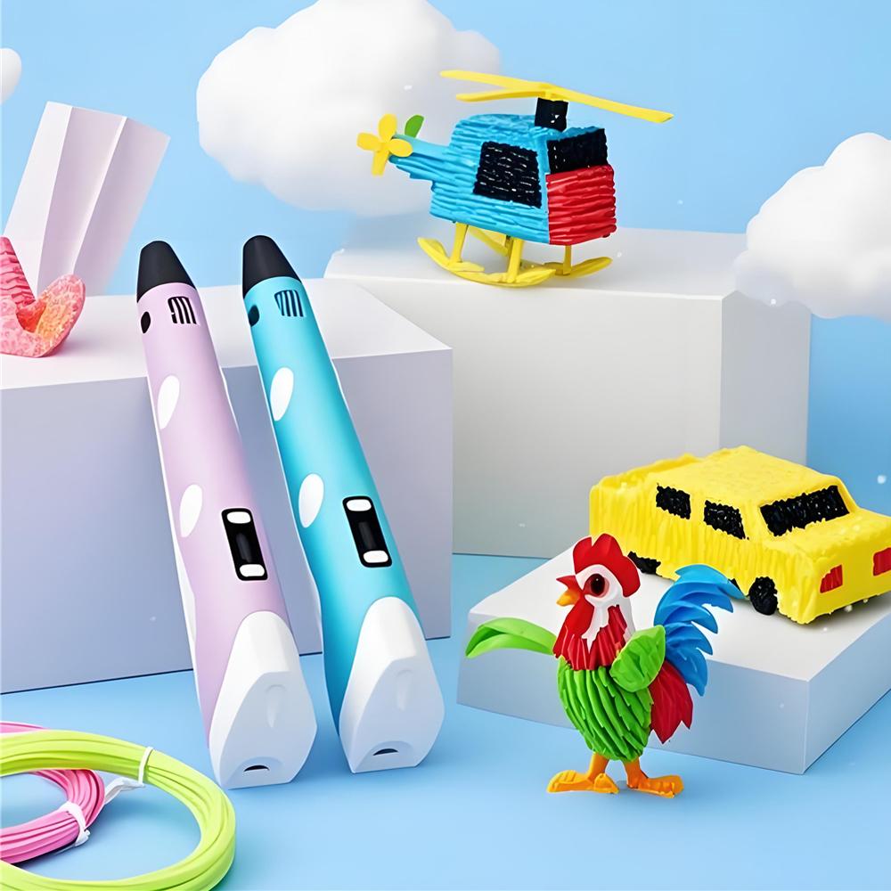 Kinder 3D-Stift 3D-Zeichen Druckstift LCD-Bildschirm Netzteil 40 Farben 200M PLA-Filament Kinder Jungen Mädchen Geburtstag DIY-Geschenk