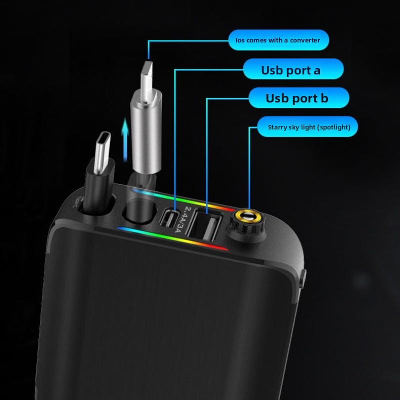 120W Autoladegerät mit einziehbarem Starlight-Kabel, Dual-Port-Schnellladung für iOS- und Android-Telefone