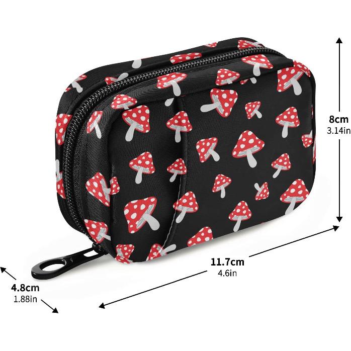 Cute Mushroom Pill Case, Portable Weekly Pill Box Bag Container 7 Days Pill Organizer Vitamin Supplement Holder with Zipper for Travel Family