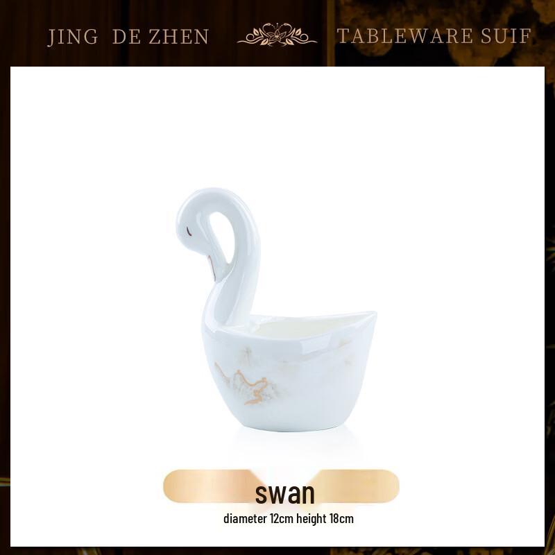 Jingdezhen European Bone China Dinner Plate with Swan Design