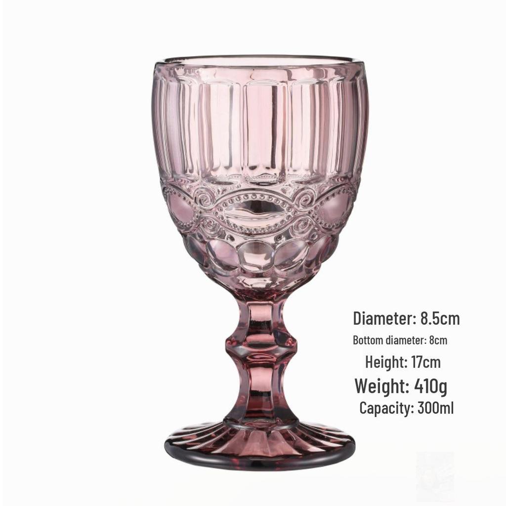 Vintage Embossed High-Footed Red Wine Glass with Bubbles - Wedding Decoration, Child-Friendly, Thickened Design