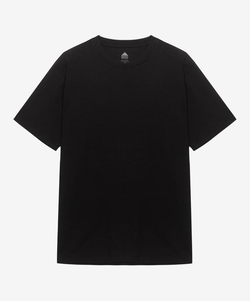 BASIC HOUSE 20-Count Cotton Regular Fit Short Sleeve T-Shirt Black Lats0115 (B Type)