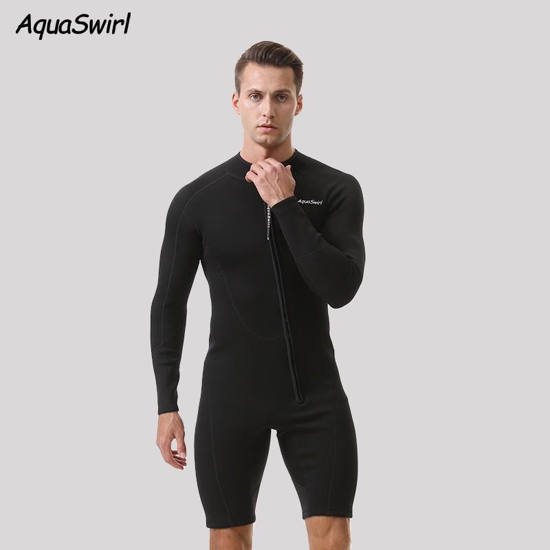 2mm Herren Ganzkörper-Neoprenanzug Mit Langen Ärmeln Shorts Schnorcheln Surfen Schwimmen Warm UV-Schutz Neopren