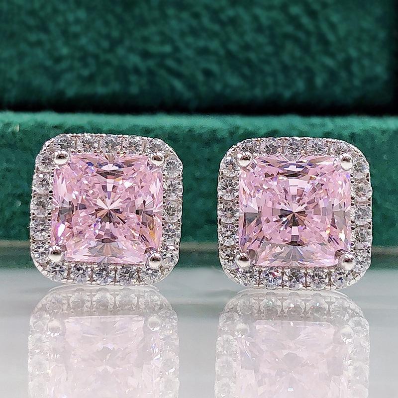 

Серьги-пусеты Luoxi Temple Jewelry с огранкой «Ледяной цветок» - Серебро, Универсальный женский стиль 925 Silver розовый