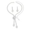 Floral Zircon Necklace Set Women Plated Bridal Jewelry With Earrings Elegant Wedding Party Accessory