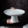 Ceramic High-Footed Dim Sum & Dessert Plate - Chinese Tea, Snack, Tribute, or Fruit Plate