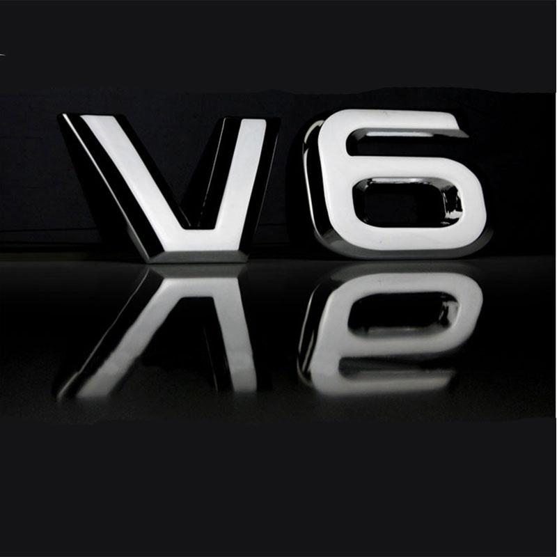 1 Pezzo 3D Metallo Cromato V6 V8 Adesivo Logo Emblema Decalcomania Badge Adesivo Carrozzeria Auto