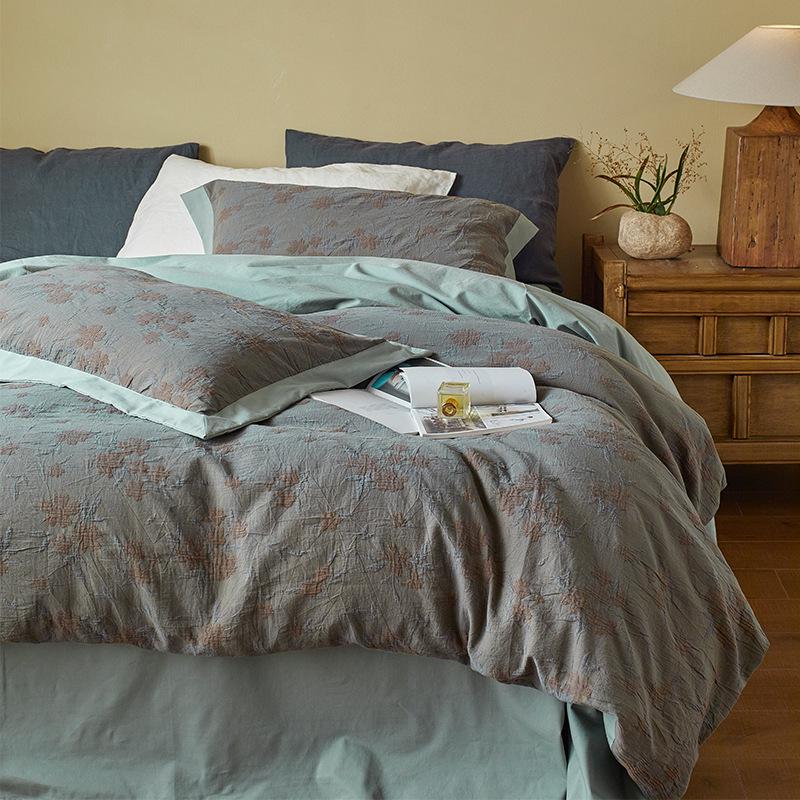 Retro Wabi-Sabi Pure Cotton Jacquard Four-Piece Bedding Set - Vintage High-End Feel Sheets & Duvet Covers