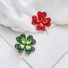 Four-Leaf Clover Crystal Brooch and Pin for Suit, Coat, or Scarf