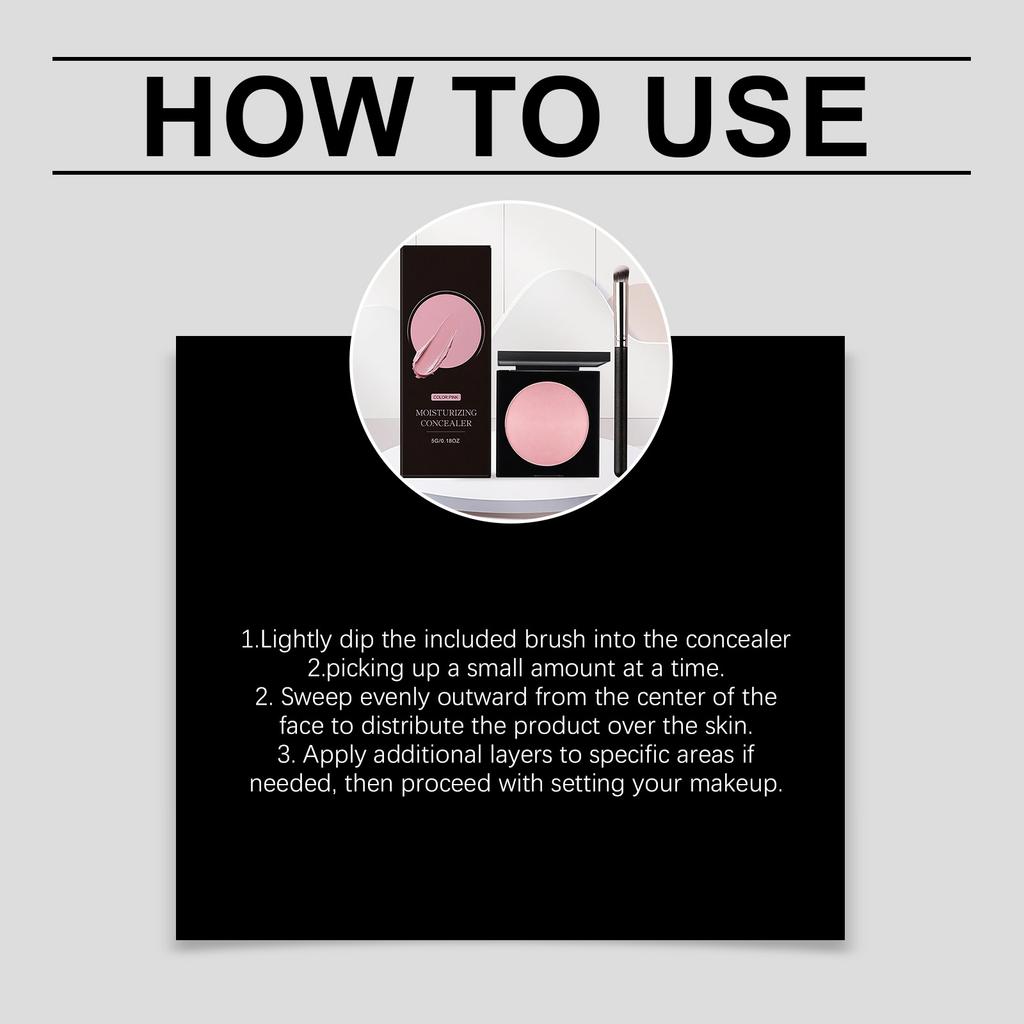 Moisturizing Concealer Balm 5g, Pink Tone Cream Concealer with Makeup Brush