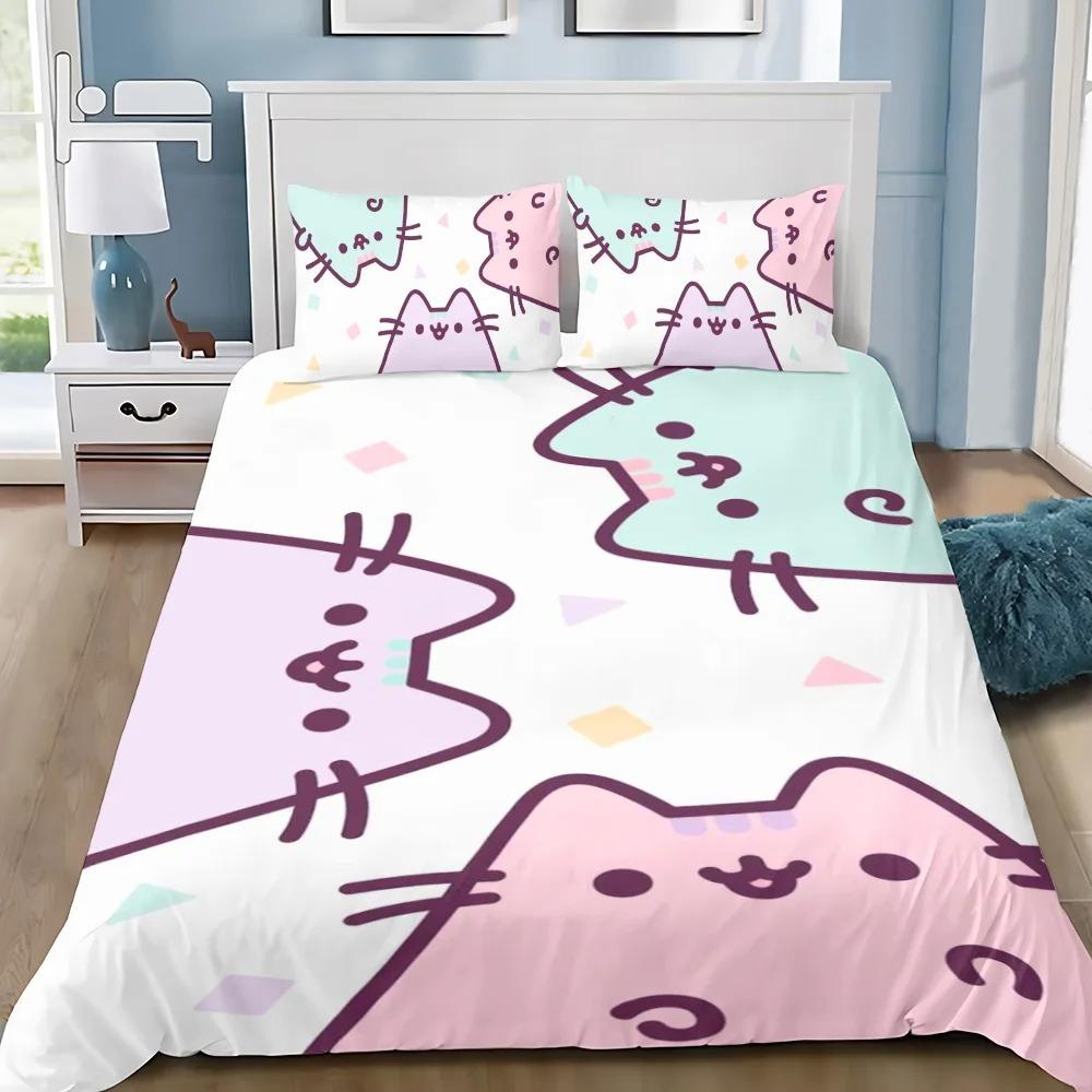 Exquisite cute Print Duvet Cover Set Bedding Set P-Pus-heens Cat Single Double King Size For Kids Boy Girl Bedroom Decor 2/3pcs