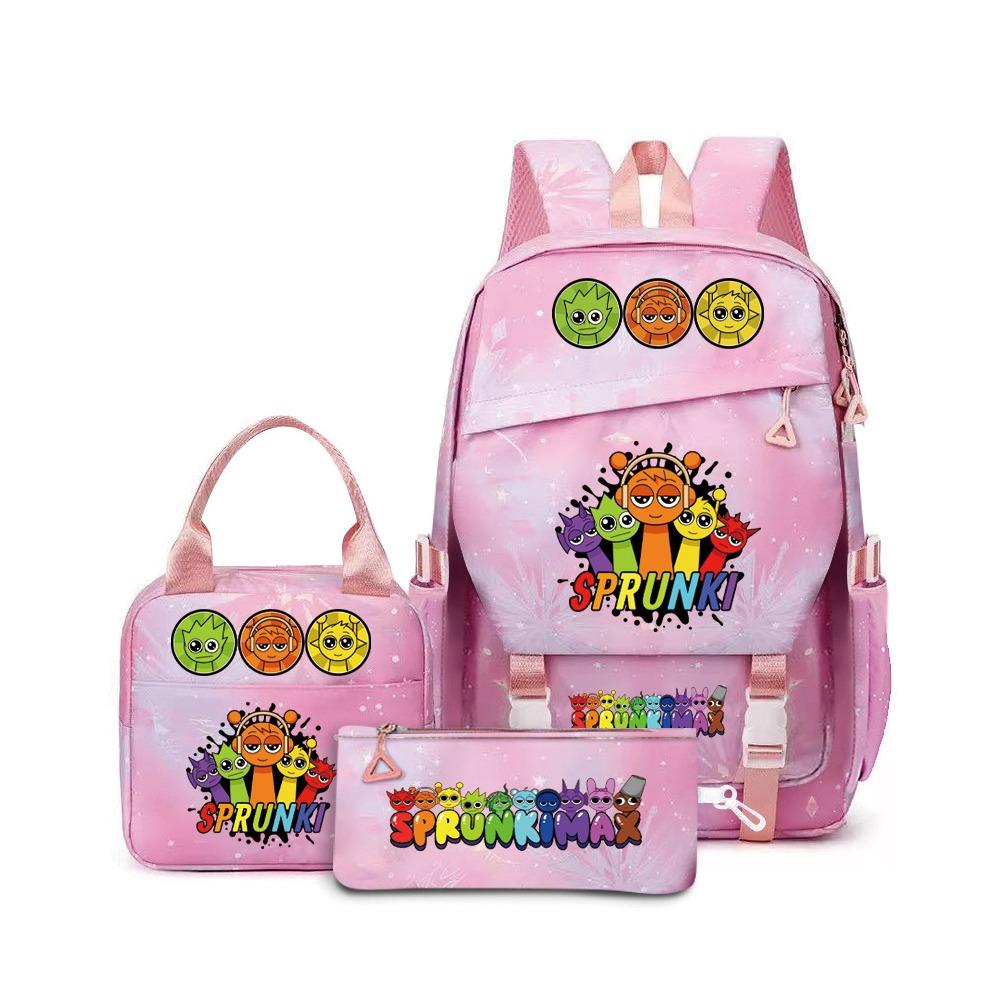 Popular Rhythm Box Sprunki Music Game School Bag Backpack Pencil Bag Three-piece Student Backpack D