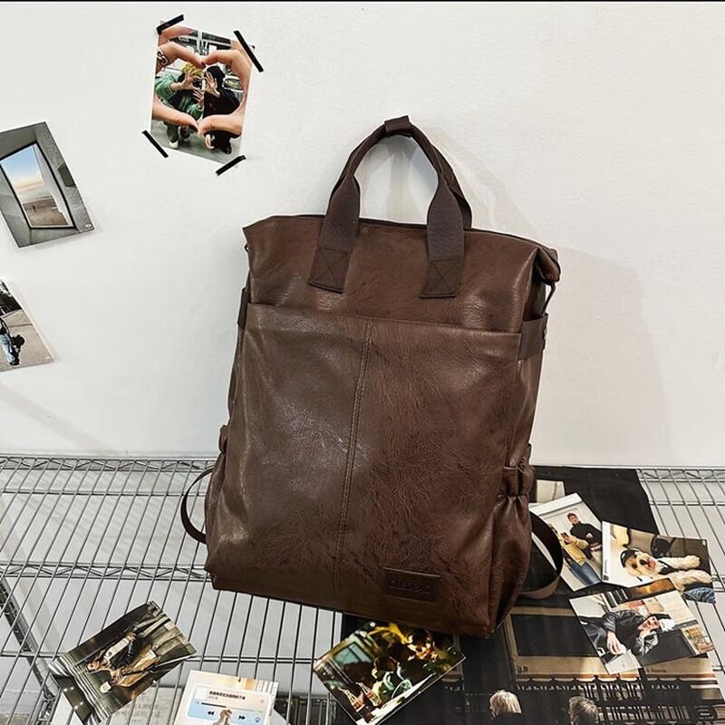 Мужской деловой мягкий кожаный рюкзак для ноутбука