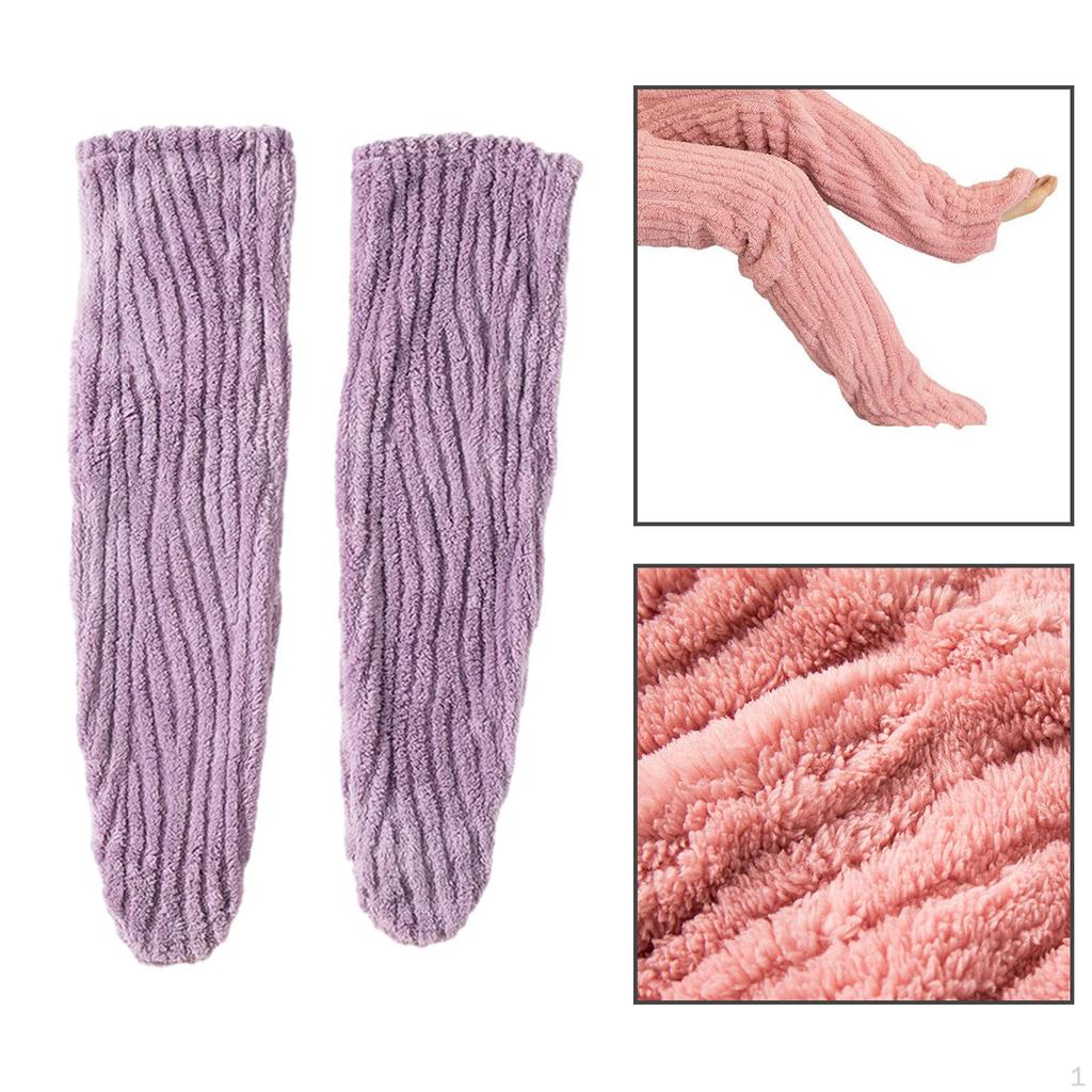 Overknee-hohe Fuzzy-Socken, Slipper-Stiefel-Fleece, warme Damen-Oberschenkel-Beinlinge