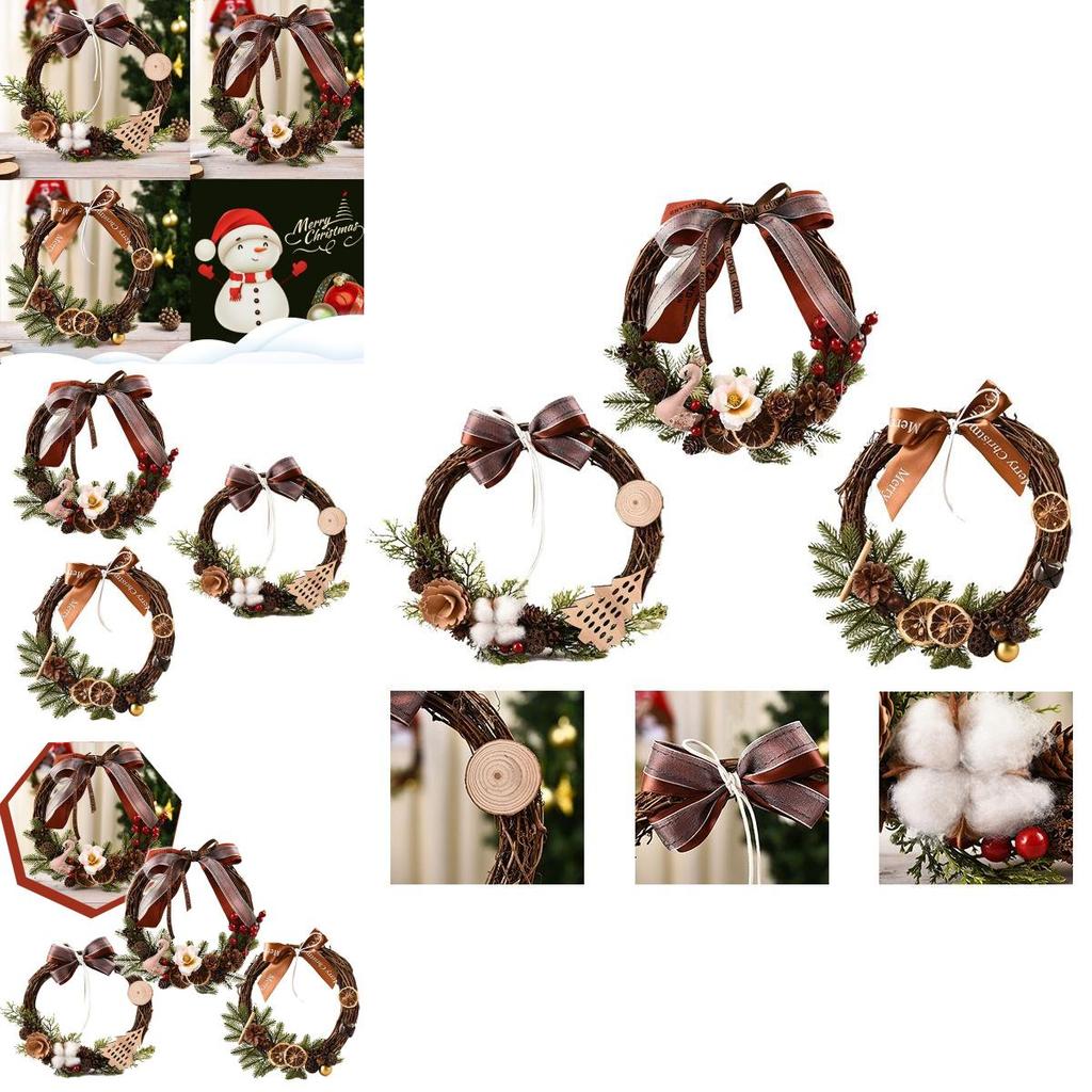 Stunning Christmas Rattan Wreath Garland For Front Door And Wall Decor With Pinecones