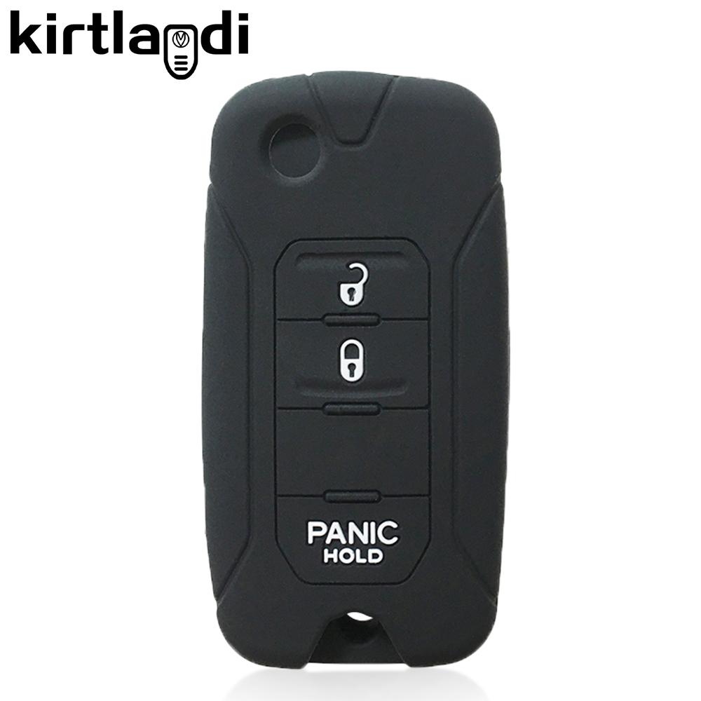 Key Holder Silicone Key Case Cover for Jeep Renegade Compass 2016 2019 2020 2021 2/3/4 Button Remote Fob Protection Flip Folding