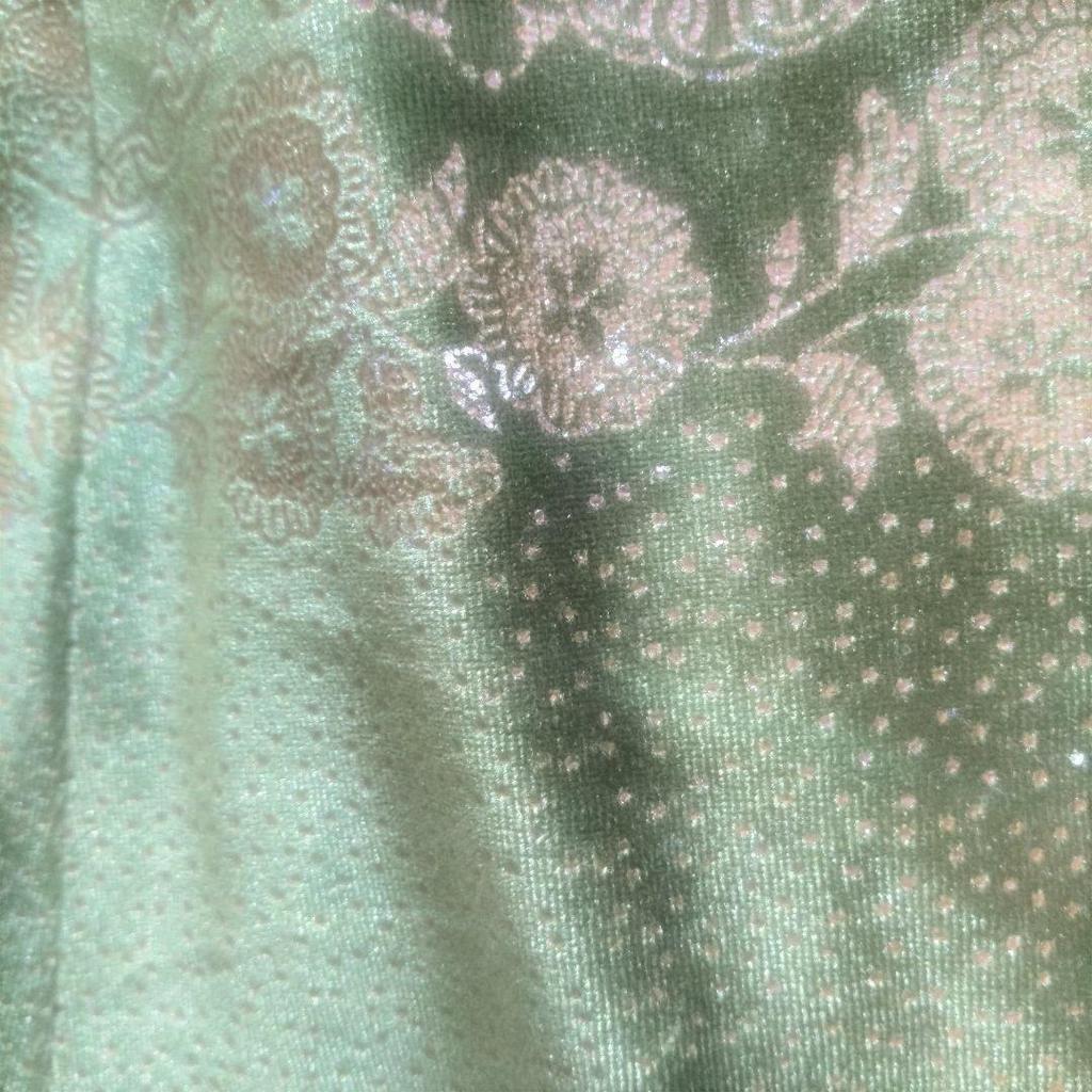 Used Velor long dress with green ribbon