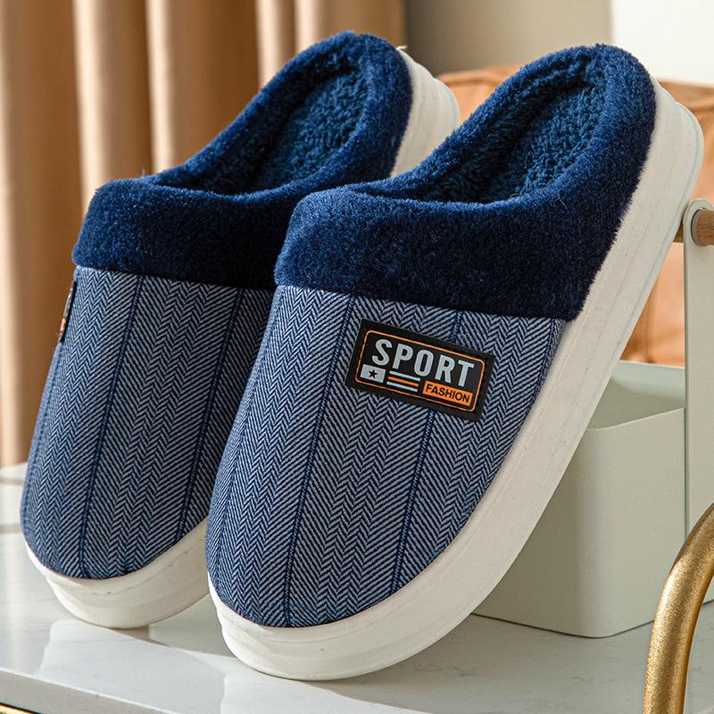Men Slippers Winter Big Size 45-50 Warm Fur Slippers for Male Antiskid Suede Short Plush House Shoes Men Hot Sale Casual Comfort