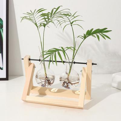 1/2/3Pcs Anlage Terrarium mit Holz Ständer Transparent Glas Birne Vase Tafelaufsatz Hydrokultur