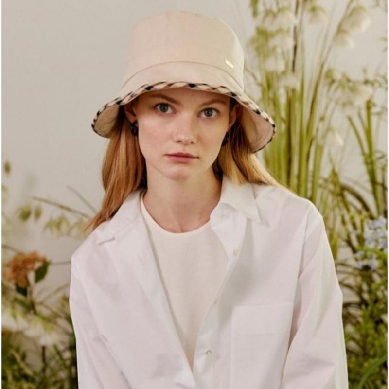 Daks Ivory Check Cotton Linen Blend Bucket Hat Dbhe4f123i2