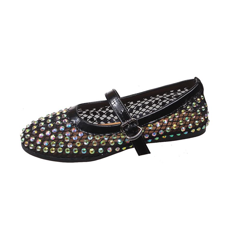 Fashion 2025 Mesh Breathable Rhinestone Fashion Versatile Women's New Fashion Style Belt Flat Soft Soled Mary Jane Shoes Womens Shoes