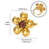 New retro natural stone zircon ring flower round opening stainless steel ring premium versatile jewelry