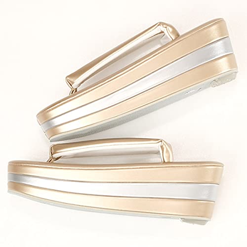 Kyoto Kimono Yuzen Women's Formal Sandals, Thick-Soled, Three-Tier Platform, Champagne Gold Enamel (L, One Size Fits Most, 22.5cm-24cm)