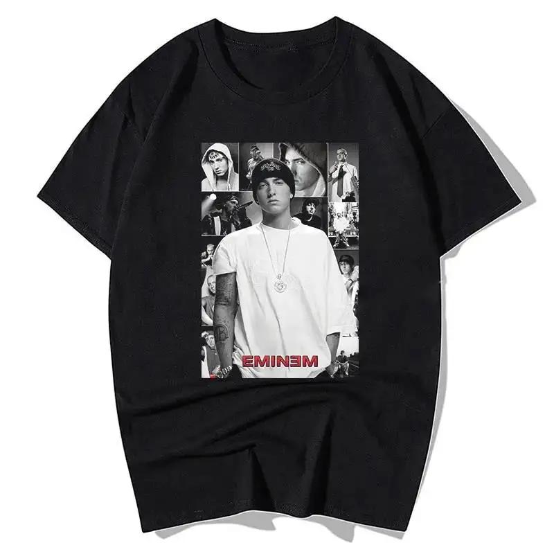 2025 Sommer Rapper Eminem Grafikbedrucktes T-Shirt Herren Retro Reine Baumwolle HipHop Mode Lässig Locker geschnittenes T-Shirt Damen