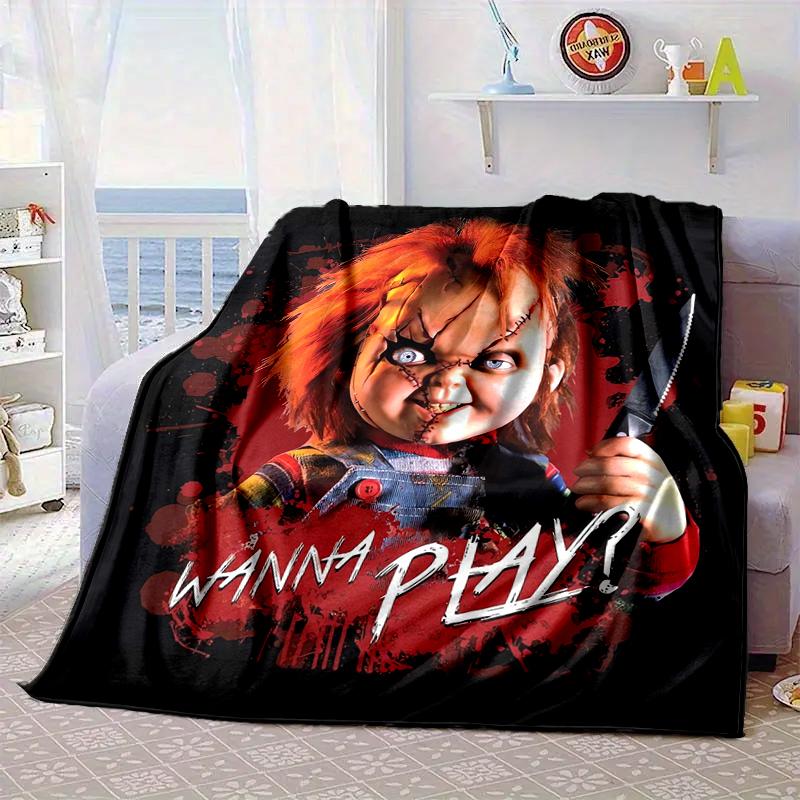 Chucky's Halloween Horror Blanket Flannel Blanket for bed, sofa, Camping, Hiking, Picnic Essentials, gift for family Fan gifts