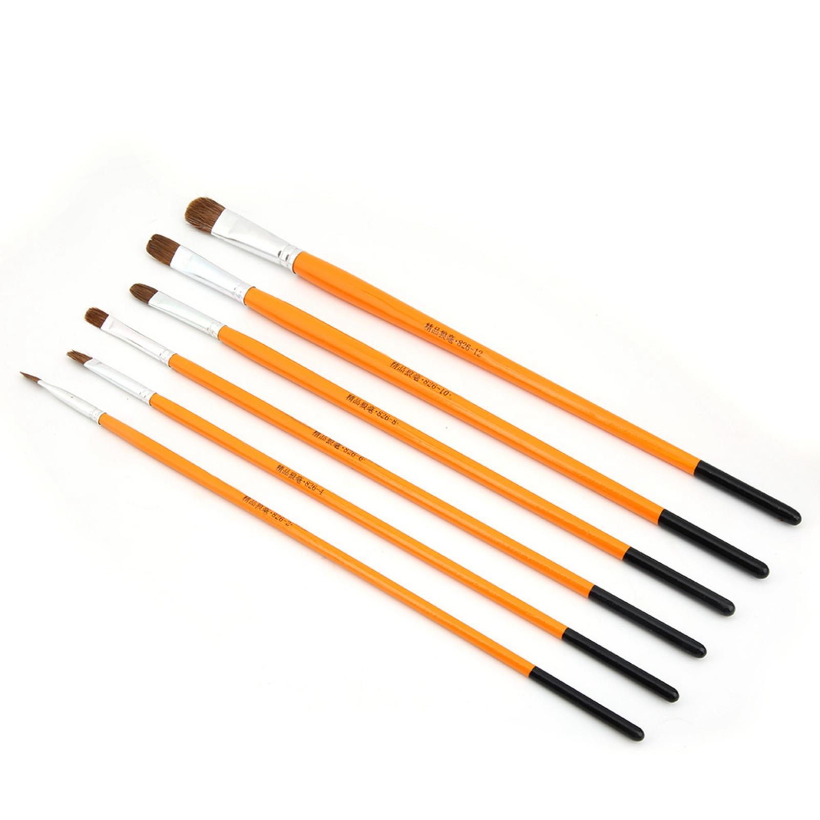 

6 шт. кистей для рисования из чистого волчьего волоса, кисти для гуаши и акварели, товары для художников