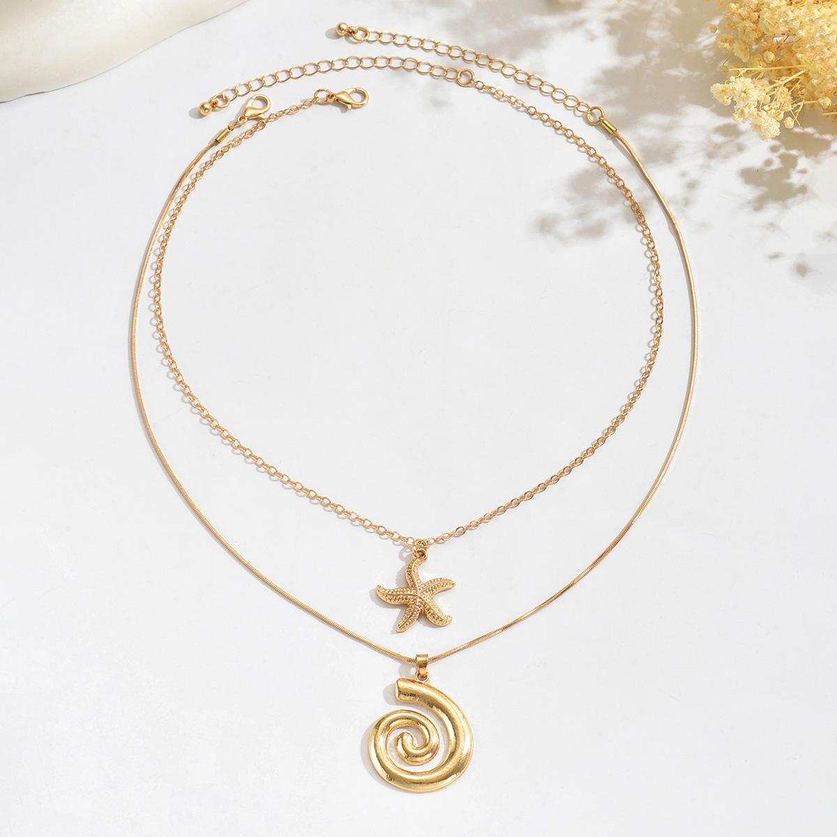 

Starfish Conch Layered Necklace: Versatile, High-End Light Luxury Sweater Chain
