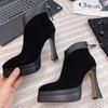 Light Luxury High-end Small Ankle Boots 2025 New Stilettos Autumn and Winter Waterproof Table Short Boots Matte Pointed Temperament Women's Shoes
