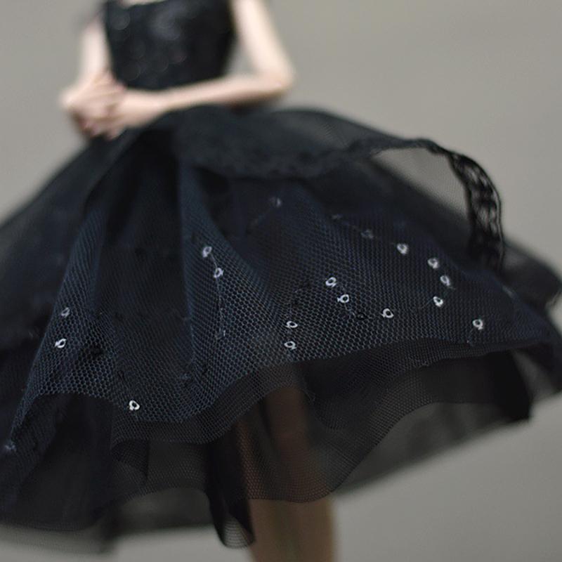 Mini Black Princess Doll Dress Wedding Dress Fluffy Skirt Multilayer Lace Tutu Dotted Doll Dress For Dolls Party Dress Clothes