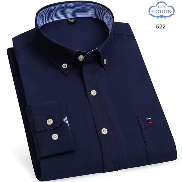 100% Reine Baumwolle Oxford Hemden für Herren Langarm Kariertes Hemd Gestreiftes Männliches Business Karriertes Rotes Hemd Herren Designer Kleidung 7XL