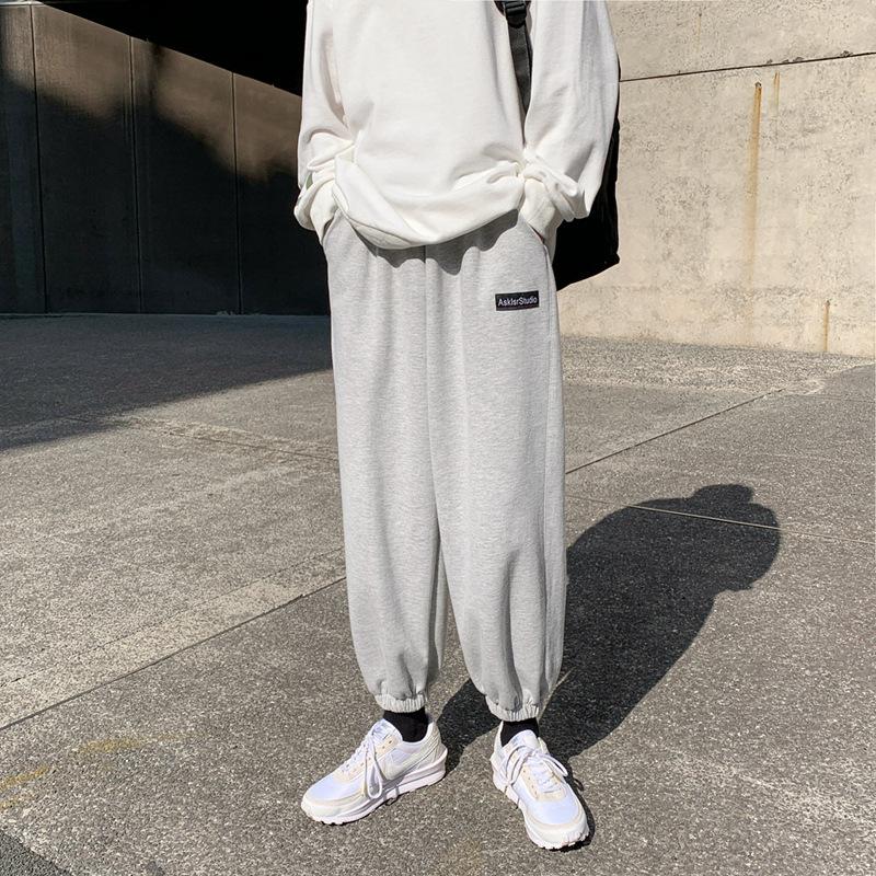 

Тонкие мужские эластичные широкие повседневные брюки мужские свободные укороченные спортивные мужские брюки на шнуровке S белый