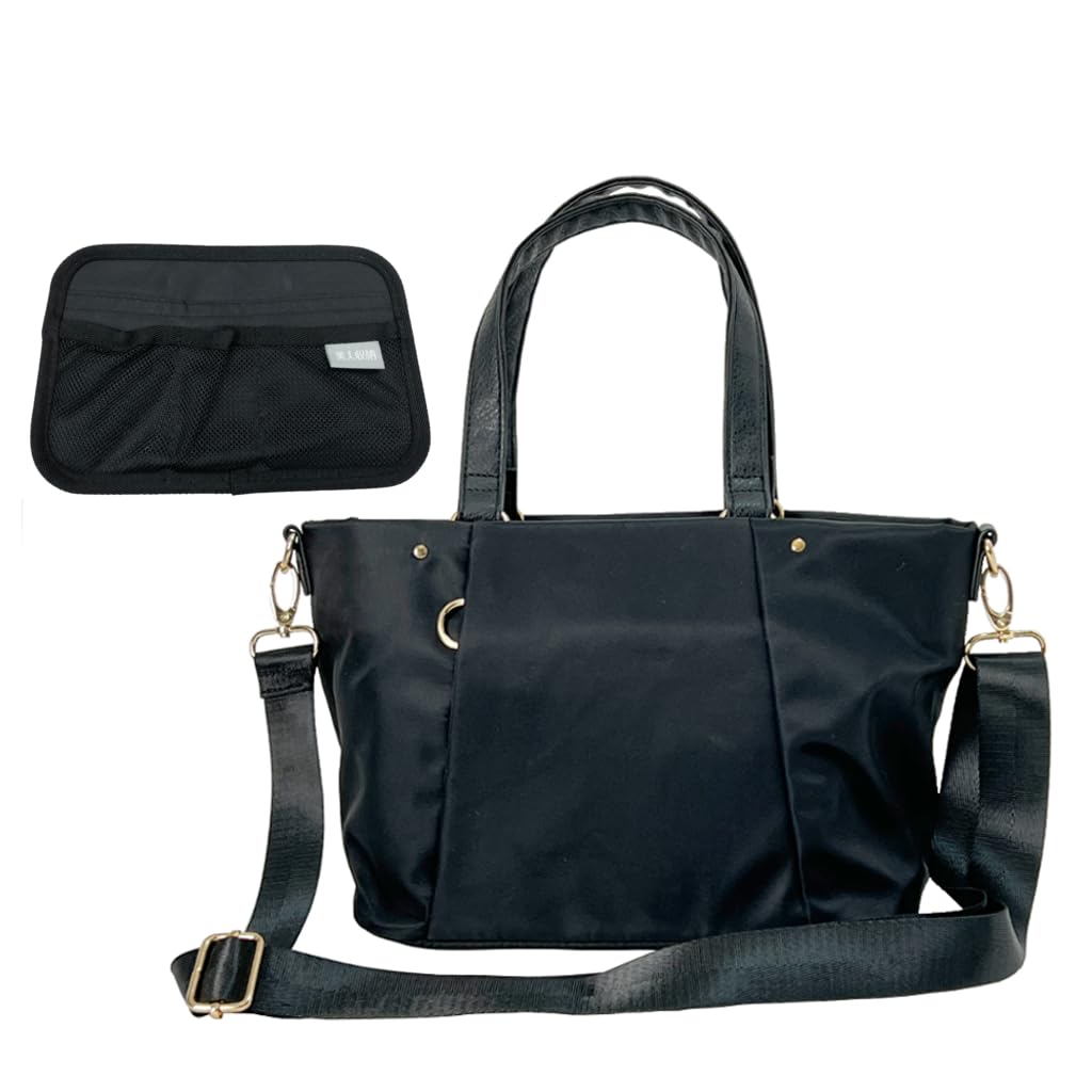 

[Bijin Shuunou] 2-Way HandbagShoulder Bag, Multifunctional, Plenty of Pockets, Convenient Storage, Simple Design, 2507-4F05, Black
