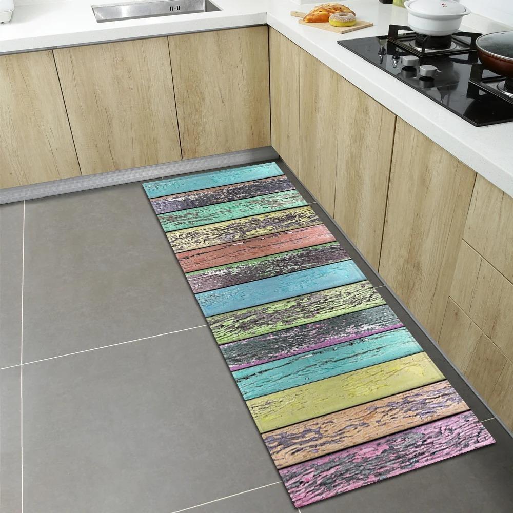 Wood Grain Floor Pattern Home Kitchen Floor Mat Door Front Decoration Floor Mat