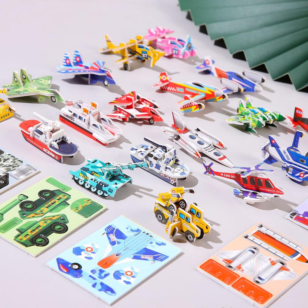 30 SZTUK 3D DIY Papierowe Puzzle dla Zwierząt i Dinozaurów i Samolotów Czołgi Mini Kreskówkowe Zabawki Puzzle dla Dzieci Urodzinowe Upominki