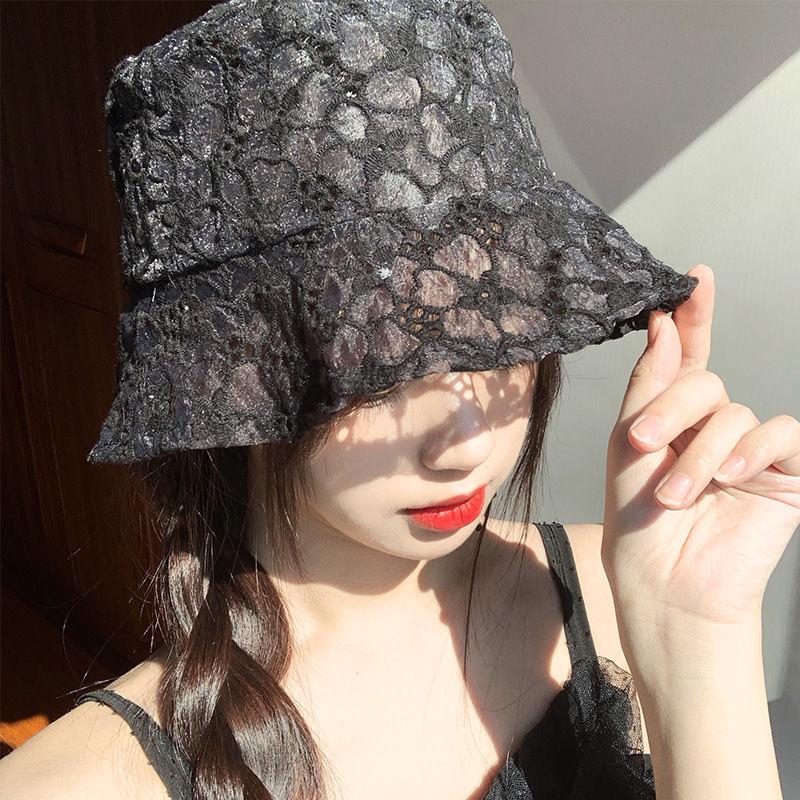 Women's Korean-Style Flower Lace Fisherman Hat with Face-Covering, Trendy Summer Sun Protection