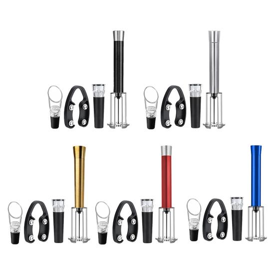 4Stk/Set Flaschenöffner 4-in-1 Luftpumpe Drucköffner Folienschneider Aufblasbarer Ausgießer Vakuumverschluss Weinzubehör