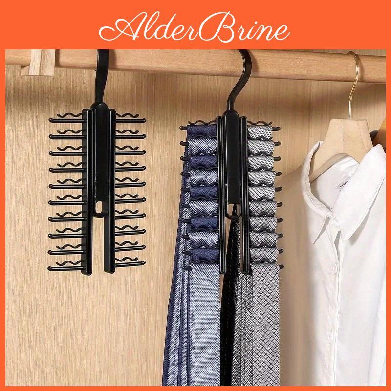 Hanger Rotatable Tie Storage Necktie Rack Wardrobe Organizer 20 Rows Large Capacity Belt Tie Hooks Closet Skidproof Tie Clamp