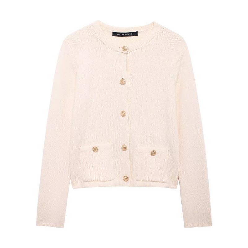2025 Autumn/Winter New Arrival European & American Style Round Neck Long Sleeve Knit Cardigan