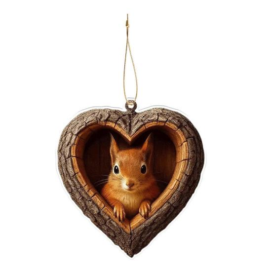 Forest Animal Christmas Ornaments 2D Acrylic Fox Eagle Birds Ornament Woodland Hanging Pendant for Xmas Tree Home Party Decor