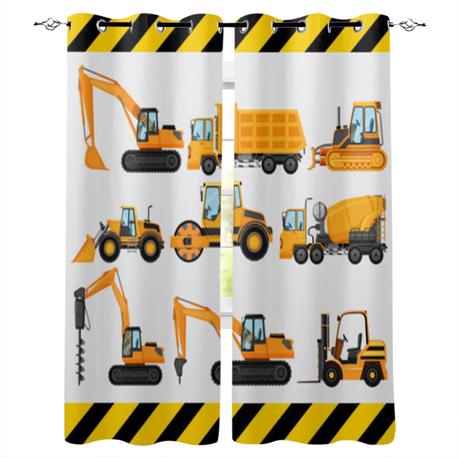 Желтый экскаватор Механическая машина Роскошные шторы для дома Товары для дома Гостиная — фото 17