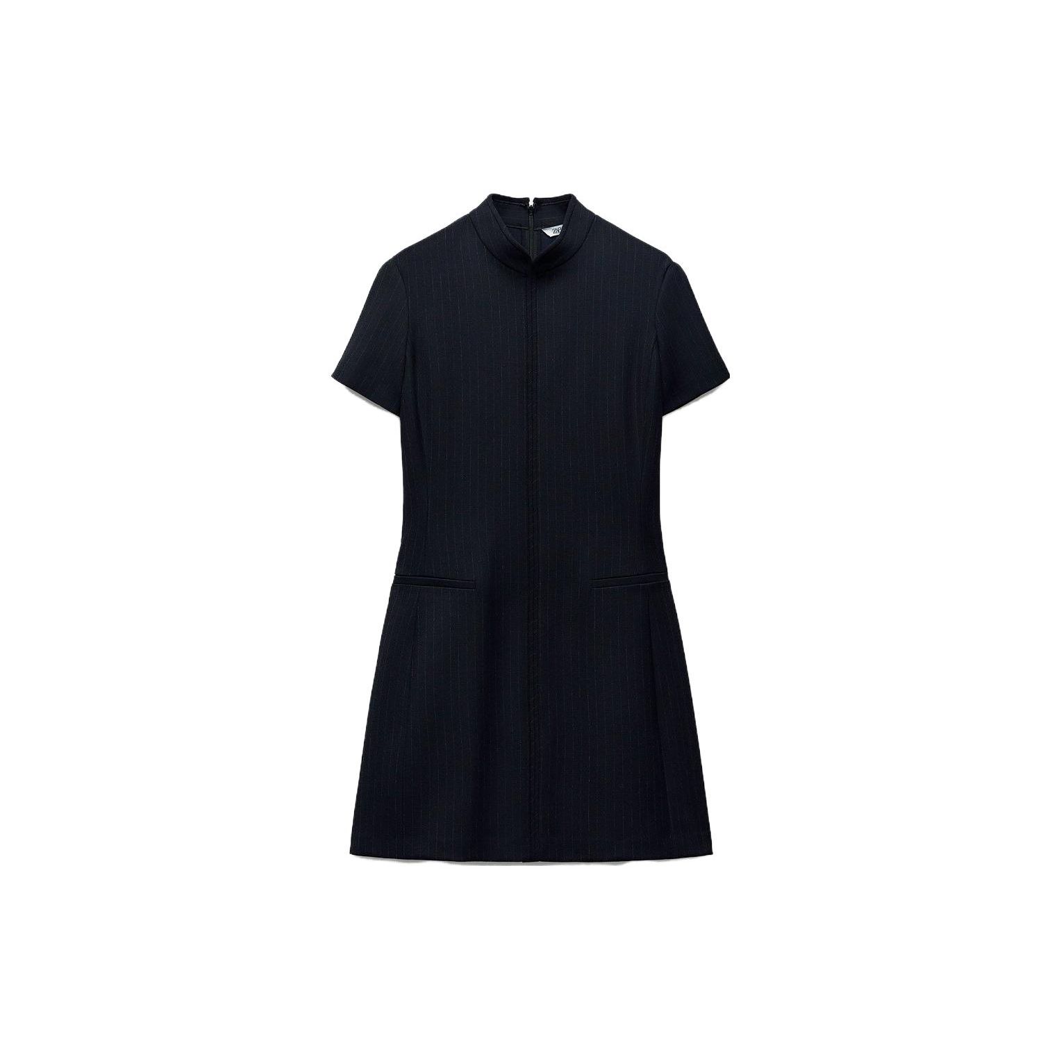 

Zara Solid Color Striped Short Sleeve Dress Women dresses Blue 08759601401-33 M