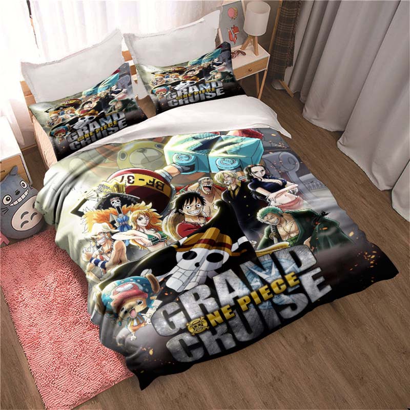 2026 NewComfortable Bedding Set Featuring the Cartoon Character Monkey D. Luffy, Including Duvet Cover and Pillowcases;